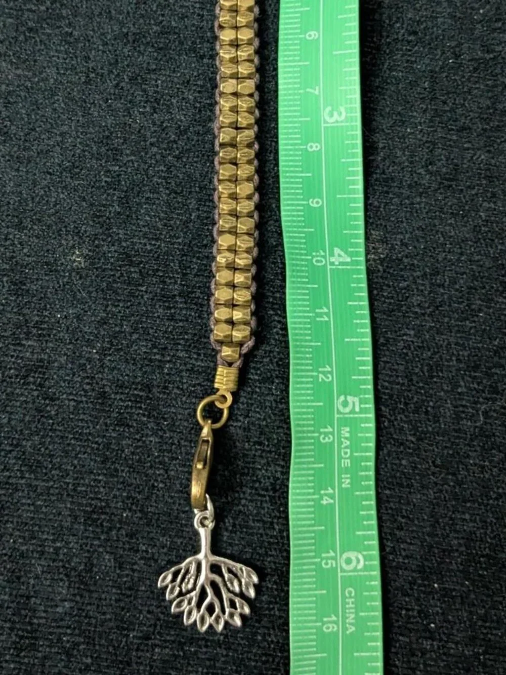 Toddler Size Brass Bracelet w/ Silver Tree Charm